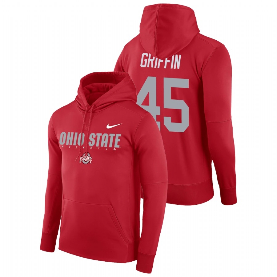 Ohio State Buckeyes Men's NCAA Archie Griffin #45 Scarlet Facility Performance Pullover College Football Hoodie EPJ1549RL